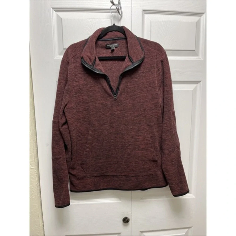 BANANA REPUBLIC ARCTIC FLEECE‎ 1/4 ZIP POLYESTER JACKET BURGUNDY Sz Lg
